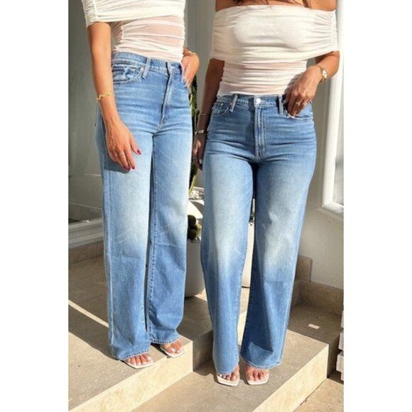 MOTHER The Dodger Sneak Wide Leg Jeans in Wash Tomorrow Never Knows Size US 26 - Picture 1 of 11